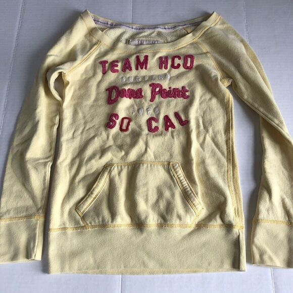 Hollister California Yellow Pink Tunic Pullover Sweatshirt Sz M Y2k 00s a3069 - Picture 1 of 4